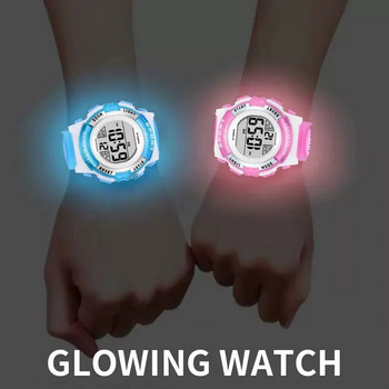 Студентски дигитален часовник SYNOKE Водоустойчив спортен детски часовник Glow Multi Function Kids Watch Seven Colours Light Gift