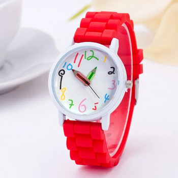 Сладък анимационен детски ръчен часовник със силиконова каишка с кръгъл циферблат Цифров ръчен часовник Модна показалка Кварцов часовник за момче и момиче Студент