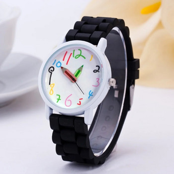 Сладък анимационен детски ръчен часовник със силиконова каишка с кръгъл циферблат Цифров ръчен часовник Модна показалка Кварцов часовник за момче и момиче Студент