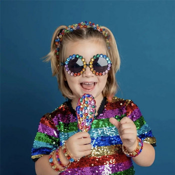 Παιδικά καλοκαιρινά νέα γυαλιά ηλίου Fshion γυαλιστερά κρυστάλλινα γυαλιά ηλίου αποχρώσεις Παιδικά πολύχρωμα γυαλιά στρας UV400