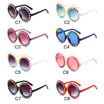 Детски летни нови слънчеви очила Fshion Блестящи кристални кръгли слънчеви очила Сенници Детски цветни очила с кристали UV400 Очила