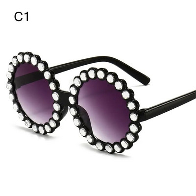 Bērnu Vasaras Jaunas Fshion Saulesbrilles Spīdīgi Kristāla Apaļas Saulesbrilles Toņi Bērni Krāsaini Rhinestone Brilles UV400 Aizsargbrilles
