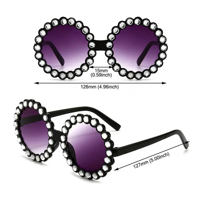 Bērnu Vasaras Jaunas Fshion Saulesbrilles Spīdīgi Kristāla Apaļas Saulesbrilles Toņi Bērni Krāsaini Rhinestone Brilles UV400 Aizsargbrilles