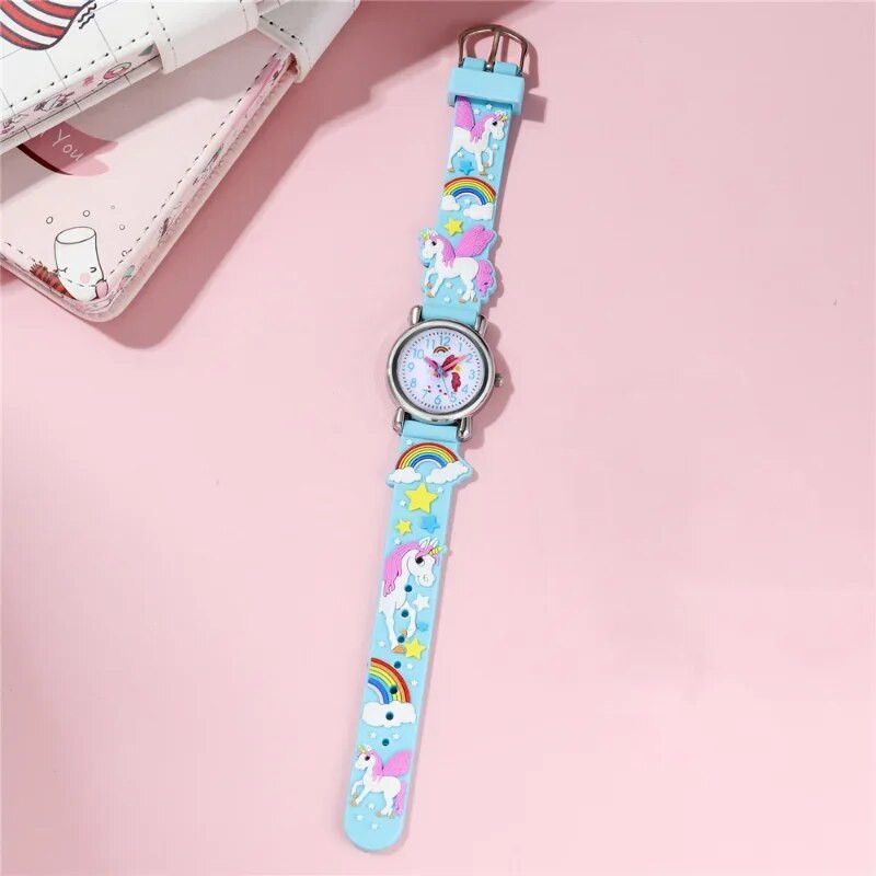 Karikatūra Bērnu pulkstenis Bērni Meitenes Zēni Studenti Varavīksnes Vienradzis Silikona Pulksteņi Jauki Mīļi Zvaigznes Ballīte Dāvana Kvarca Rokas pulkstenis