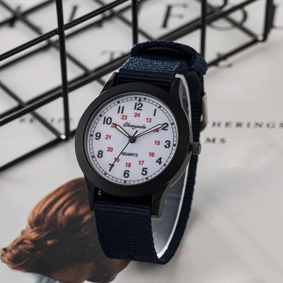 Djeca Dječaci Djevojčice 24-satni platneni svjetleći pokazivač Kvarcni ručni satovi Djeca studenti Vodootporni satovi za djevojčice Dječaci Relojes