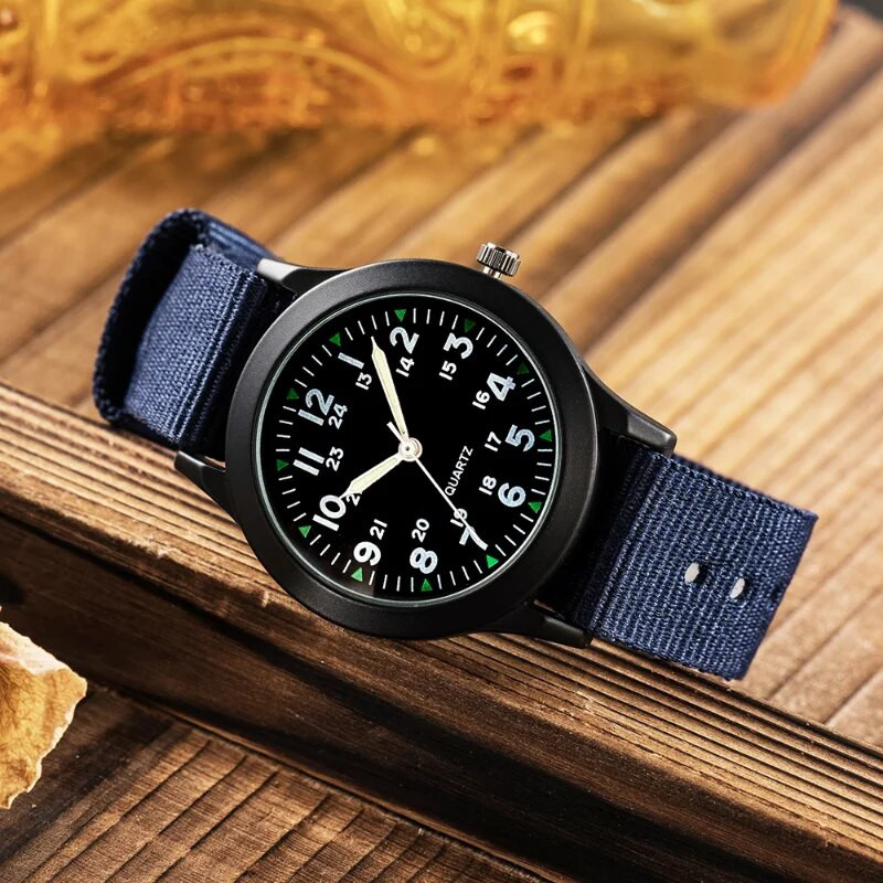 Djeca Dječaci Djevojčice 24-satni platneni svjetleći pokazivač Kvarcni ručni satovi Djeca studenti Vodootporni satovi za djevojčice Dječaci Relojes