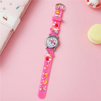 Ежедневни сладки детски часовници Kawaii Cartoon 3D Unicorn Pink Silicone Girl арабски цифрови кварцови ръчни часовници Children Relojes гривна