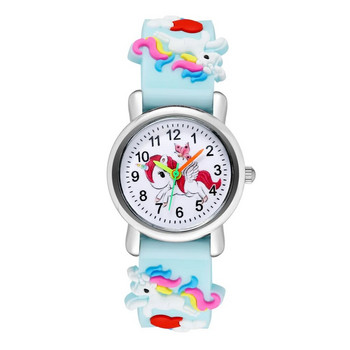 Περιστασιακό χαριτωμένο παιδικό ρολόι Kawaii Cartoon 3D Unicorn ροζ σιλικόνης κορίτσι Αραβικό ψηφιακό χαλαζία ρολόγια χειρός Παιδικό βραχιόλι Relojes