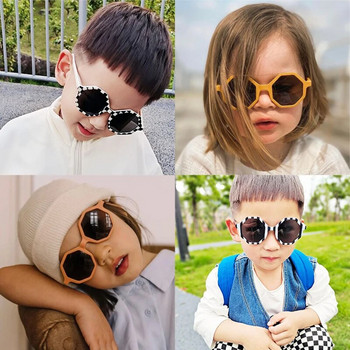2023 Παιδικά χαριτωμένα ριγέ πολυγωνικά γυαλιά ηλίου UV400 Baby girls Outdoor Sun Protection Γυαλιά ηλίου Παιδικά γυαλιά ματιών