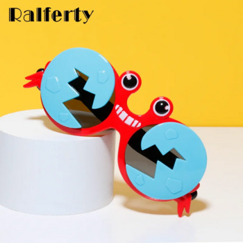 Ralferty Cool Baby Детски слънчеви очила Момичета Момчета Карикатури Crab Flip Up Слънчеви очила Забавни детски нюанси Нечуплива мека рамка Oculo