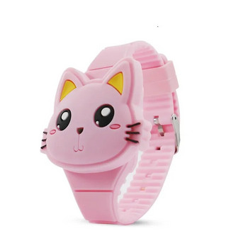 Детски часовници Детски сладък заек Котка Карикатура LED електронен часовник Момчета и момичета Силиконова играчка Ръчни часовници Подаръци
