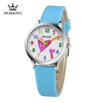 Hot επώνυμα παιδικά ρολόγια για κορίτσια Τρισδιάστατο ρολόι αγάπης εκτύπωσης casual δερμάτινο χαλαζία Ροζ λευκό Παιδικό ρολόι αγόρι κορίτσι ρολόγια δώρων γενεθλίων