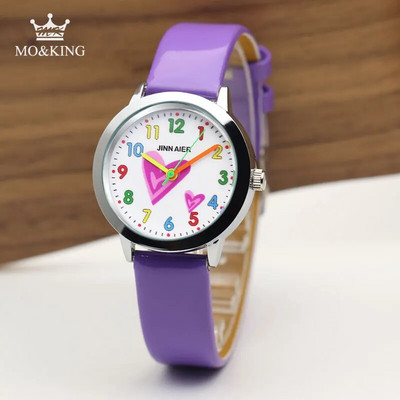 Vruća robna marka Dječji satovi Djevojčice 3D ljubavni sat s ispisom Ležerni kožni kvarcni ružičasto bijeli dječji satovi Dječji satovi rođendanski darovi za djevojčice