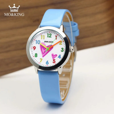 Vruća robna marka Dječji satovi Djevojčice 3D ljubavni sat s ispisom Ležerni kožni kvarcni ružičasto bijeli dječji satovi Dječji satovi rođendanski darovi za djevojčice