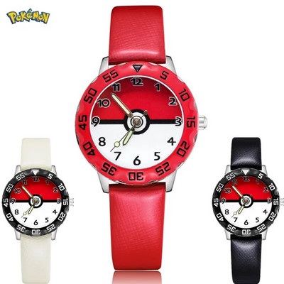 Pokemon Pokeball Watch kawaii Figure Toys Kids Pikachu Go Quartz Wrist Cartoon Boys Girl`s Watch Wristband Toys Коледен подарък