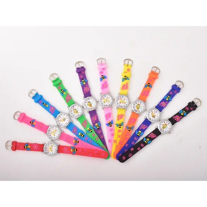 Kell lastele 3D multifilm Liblikas Kummist Kvarts Käekell Üliõpilastele Tüdrukutele Värvilised armsad Kellad Poistele Kingitus Kell Relogios