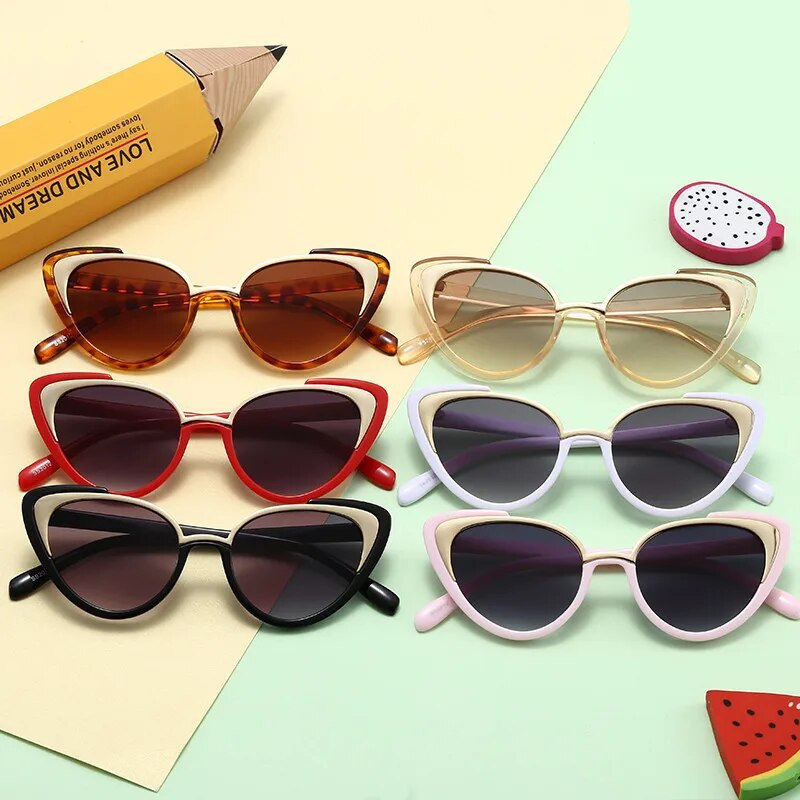 2023. gada jaunas kaķu acu brilles bērniem zēniem un meitenēm zīdaiņu saulesbrilles modes vintage bērnu saulesbrilles klasiskās metāla kaķu acu brilles Uv400