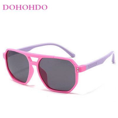 Bērniem Double Bridges polarizētas saulesbrilles Jaunas 3-12 gadus vecas meitenes zēniem TAC brilles Silikona elastīgais briļļu ietvars UV aizsargājošas žalūzijas