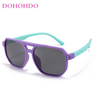 Bērniem Double Bridges polarizētas saulesbrilles Jaunas 3-12 gadus vecas meitenes zēniem TAC brilles Silikona elastīgais briļļu ietvars UV aizsargājošas žalūzijas