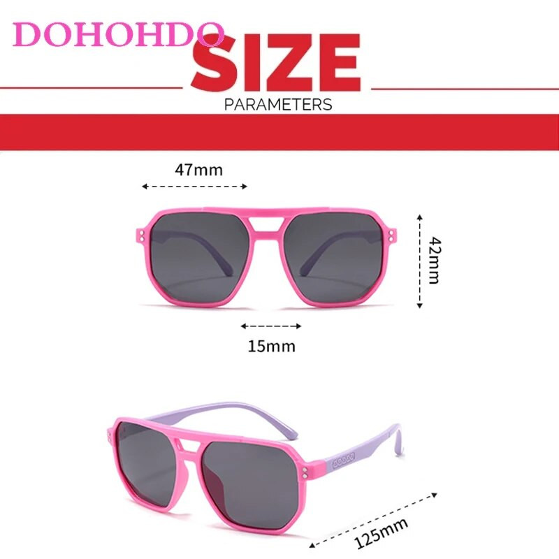 Bērniem Double Bridges polarizētas saulesbrilles Jaunas 3-12 gadus vecas meitenes zēniem TAC brilles Silikona elastīgais briļļu ietvars UV aizsargājošas žalūzijas