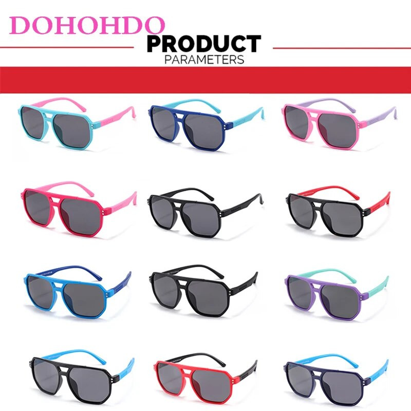 Bērniem Double Bridges polarizētas saulesbrilles Jaunas 3-12 gadus vecas meitenes zēniem TAC brilles Silikona elastīgais briļļu ietvars UV aizsargājošas žalūzijas