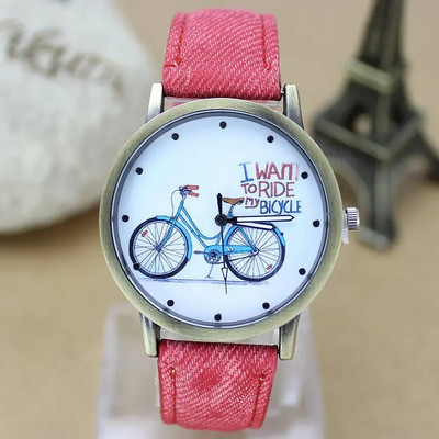 Uus mood meeste jalgrattakell Naiste teksakangast nahast rihmaga kleidikellad Relogio Feminino naiste vabaaja kvartskellad Hot Hour