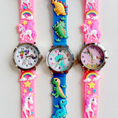 Παιδιά Αγόρια Κορίτσια Μαθητές Κινούμενα σχέδια με στάμπα σιλικόνης Lovely Unicorn Rainbow Dinosaur Baby Animals Δώρα Ρολόγια χειρός Ρολόι