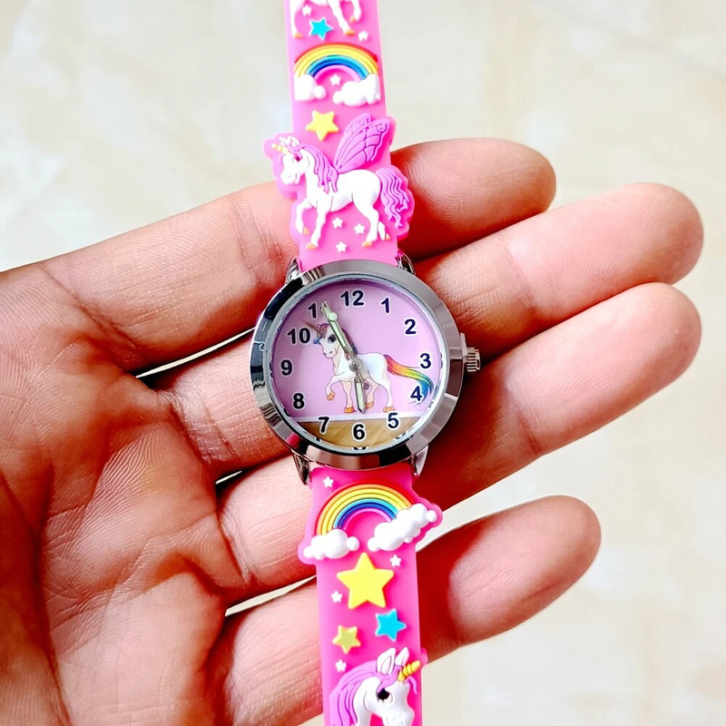 Παιδιά Αγόρια Κορίτσια Μαθητές Κινούμενα σχέδια με στάμπα σιλικόνης Lovely Unicorn Rainbow Dinosaur Baby Animals Δώρα Ρολόγια χειρός Ρολόι