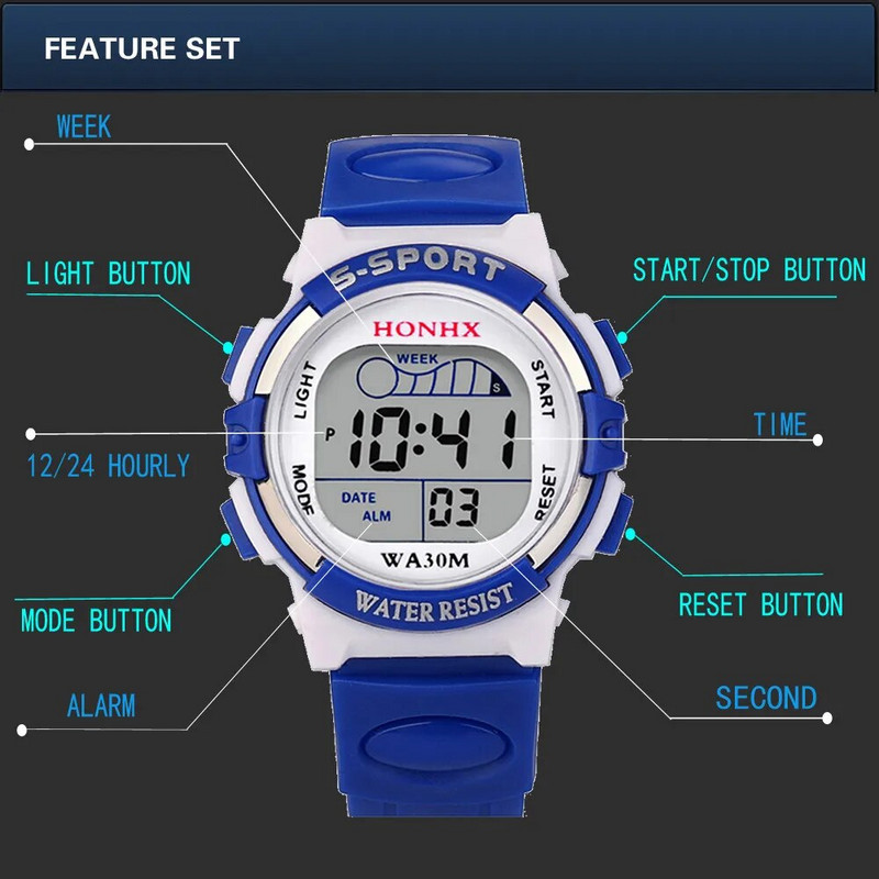 Watch Children Life Waterproof Boy Digital Led Watch A Kid Quartz Signature Date Sports Rokas pulkstenis Детские Цифровые Часы С Дисплеем
