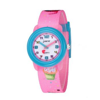 Висококачествен детски часовник Водоустойчива синя кола, розов сладолед, анимационен кварцов ръчен часовник, тъкан часовник с каишка за часовник за момчета и момичета