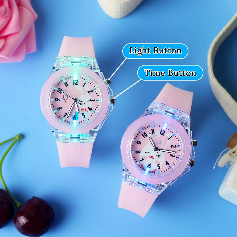 Gaismas bērnu pulksteņi meitenēm multfilmas Monkey Rabbit zibspuldzes bērniem pulkstenis studentu pulkstenis dāvana relogio infantil reloj niño