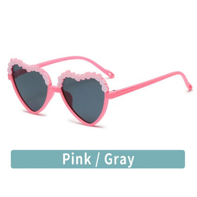 Rozā Pelēka Mīlestības Sirds Ziedu Bērnu Saulesbrilles UV Aizsardzība Personalizētas Bērnu Brilles Bērniem Zēniem Meitenēm Saules aizsargbrilles 2024