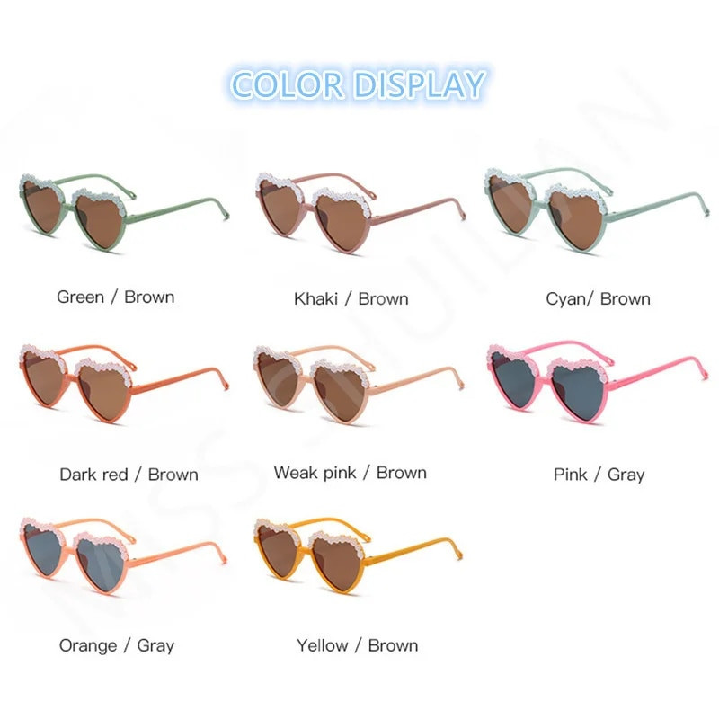 Rozā Pelēka Mīlestības Sirds Ziedu Bērnu Saulesbrilles UV Aizsardzība Personalizētas Bērnu Brilles Bērniem Zēniem Meitenēm Saules aizsargbrilles 2024