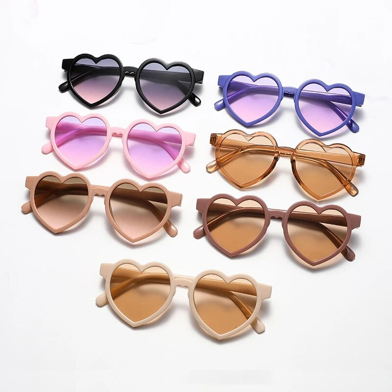 Mazuļu meitenes jaukas vienkrāsainas sirds formas āra saules aizsargbrilles bērniem burvīgas akrila UV400 saulesbrilles bērnu brilles