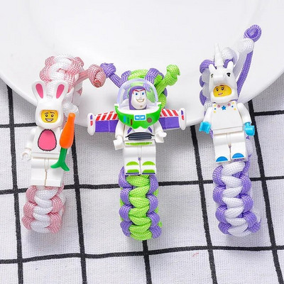 Disney Anime Toy Story 4 Marvel Buzz Lightyear Bracelet Building Blocks Action Figure Toy Woody Spiderman Bracelet Kid Gift Toys