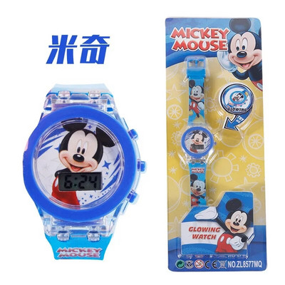 Nou Disney Anime Desene Animat Mickey Minnie Spider-Man Cars Story Princess Ceas pentru copii Ceas electronic luminos Cadou de aniversare