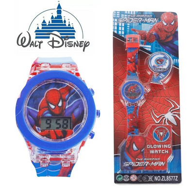 Nou Disney Anime Desene Animat Mickey Minnie Spider-Man Cars Story Princess Ceas pentru copii Ceas electronic luminos Cadou de aniversare