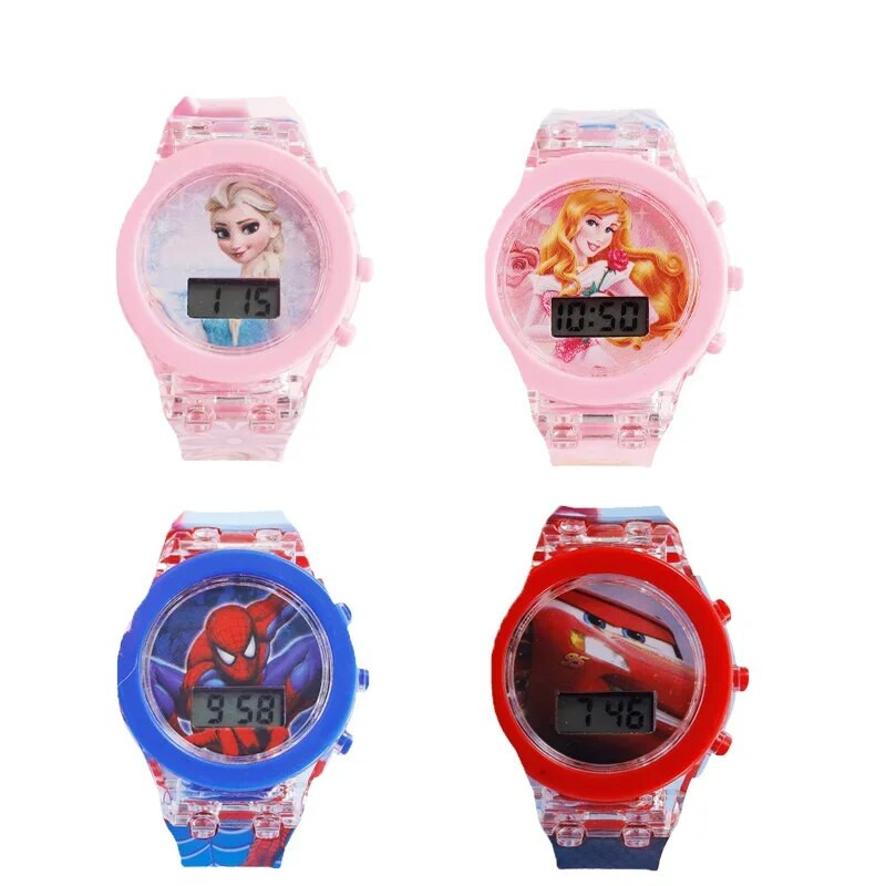 Uus Disney Anime multikas Miki Minnie Ämblikmehe autode lugu Printsessi lastekell Helendav elektrooniline käekell sünnipäevakingitus