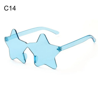 Sunčane naočale bez okvira u obliku zvijezde Jedinstvene prozirne sunčane naočale s pentagramom bez okvira za djecu Ženske smiješne naočale za zabavu
