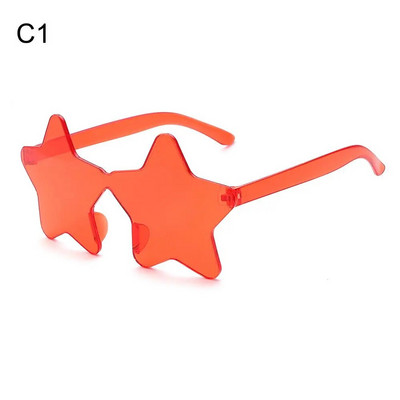 Sunčane naočale bez okvira u obliku zvijezde Jedinstvene prozirne sunčane naočale s pentagramom bez okvira za djecu Ženske smiješne naočale za zabavu