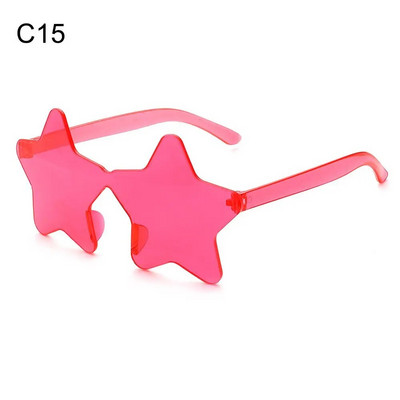 Sunčane naočale bez okvira u obliku zvijezde Jedinstvene prozirne sunčane naočale s pentagramom bez okvira za djecu Ženske smiješne naočale za zabavu