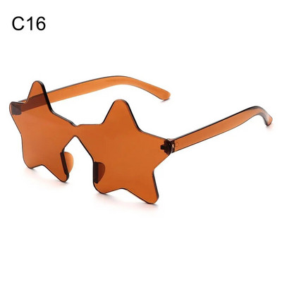 Sunčane naočale bez okvira u obliku zvijezde Jedinstvene prozirne sunčane naočale s pentagramom bez okvira za djecu Ženske smiješne naočale za zabavu