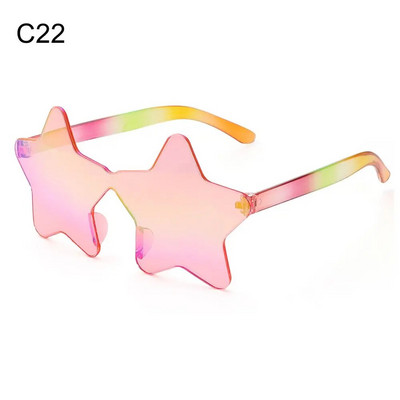 Sunčane naočale bez okvira u obliku zvijezde Jedinstvene prozirne sunčane naočale s pentagramom bez okvira za djecu Ženske smiješne naočale za zabavu