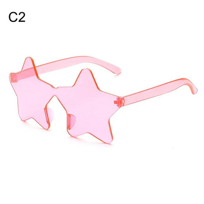 Sunčane naočale bez okvira u obliku zvijezde Jedinstvene prozirne sunčane naočale s pentagramom bez okvira za djecu Ženske smiješne naočale za zabavu