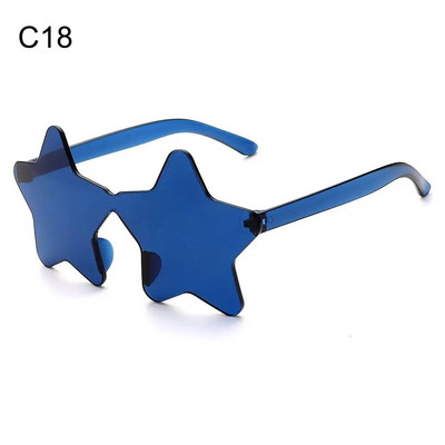 Sunčane naočale bez okvira u obliku zvijezde Jedinstvene prozirne sunčane naočale s pentagramom bez okvira za djecu Ženske smiješne naočale za zabavu