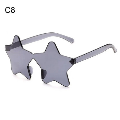 Sunčane naočale bez okvira u obliku zvijezde Jedinstvene prozirne sunčane naočale s pentagramom bez okvira za djecu Ženske smiješne naočale za zabavu