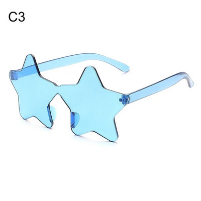 Sunčane naočale bez okvira u obliku zvijezde Jedinstvene prozirne sunčane naočale s pentagramom bez okvira za djecu Ženske smiješne naočale za zabavu
