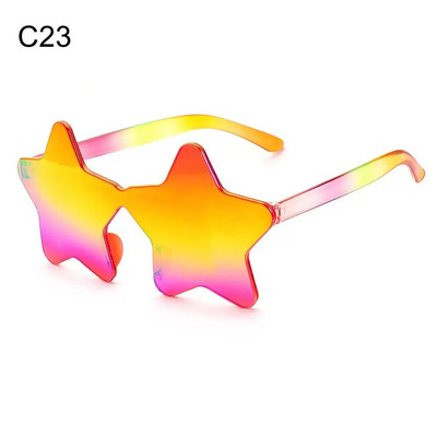 Sunčane naočale bez okvira u obliku zvijezde Jedinstvene prozirne sunčane naočale s pentagramom bez okvira za djecu Ženske smiješne naočale za zabavu