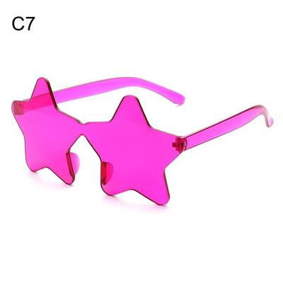 Sunčane naočale bez okvira u obliku zvijezde Jedinstvene prozirne sunčane naočale s pentagramom bez okvira za djecu Ženske smiješne naočale za zabavu