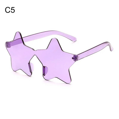 Sunčane naočale bez okvira u obliku zvijezde Jedinstvene prozirne sunčane naočale s pentagramom bez okvira za djecu Ženske smiješne naočale za zabavu